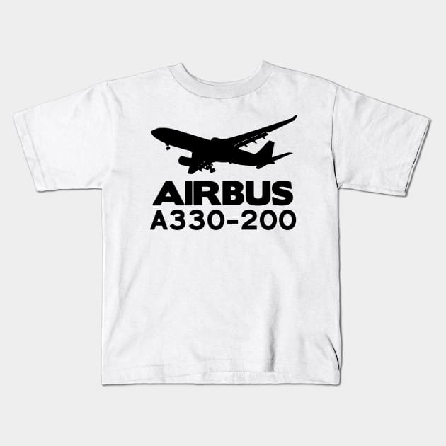 Airbus A330-200 Silhouette Print (Black) Kids T-Shirt by TheArtofFlying